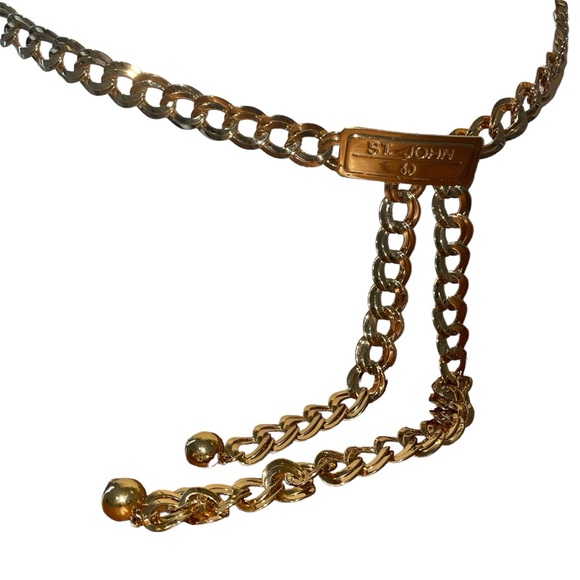 St John Vintage Gold Curb Chain Adjustable Logo Belt - Picture 4 of 15
